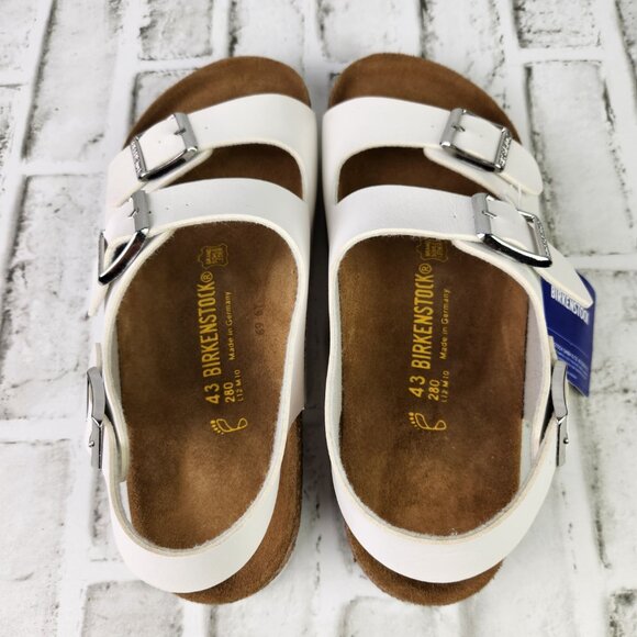 Birkenstock Milano Men\'s US 10 EU 43 White Birko-Flor 3 Adjustable Straps Sandal main image 8